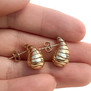 Teardrop cut out dupe earrings 14k  gold chunky dome trendy hoop earring statement earring real gold statement earring gift for her cut out