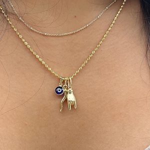 Włoski Mano Cornuto Charm Złota Ręka Cornuto Prawdziwe Złoto Włoski Charm Talizman na szczęście Ochrona złego oka Cornicello Charm Malocchio Gold