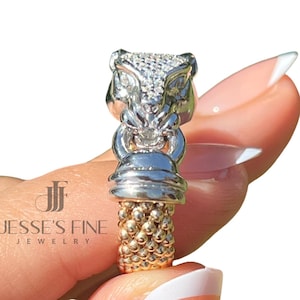 Gold Plated Jaguar Statement Ring: Sterling Silver, Cubic Zirconia