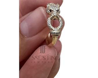 Panthere head gold ring jaguar gold panther ring jewelry for animal lover gift for her leopard ring Panthere gold band ring animal head ring