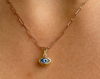 Small evil eye pendant mini evil eye pendant 10k gold mini evil eye pendant for her gift for friend amulet evil eye minimalist dainty charm