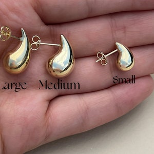 Dupe teardrop earrings 14k  gold dome trendy hoop earrings statement earrings real gold statement earrings gift for her gift for friend