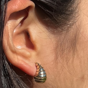 Gold Teardrop cut out dupe earrings 14k gold chunky dome trendy hoop earring statement earring real gold statement earring gift for her
