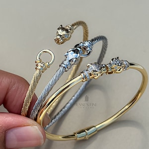 Silver Panther rope detail bangle bracelet gold and silver jaguar cuff gift for her panther cuff bangle gift for her jaguar dainty bracelet