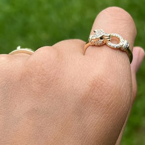 Panther head gold ring jaguar gold panther ring jewelry for animal lover gift for her leopard ring Panthere gold band ring designer ring