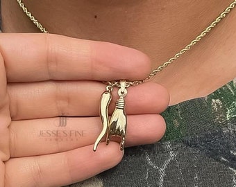 Italienische mano Cornuta Anhänger italienische Hand 14K Gold Anhänger Gold Cornicello Charme Geschenk für ihn mini Mano Cornuta große Mano Cornuta