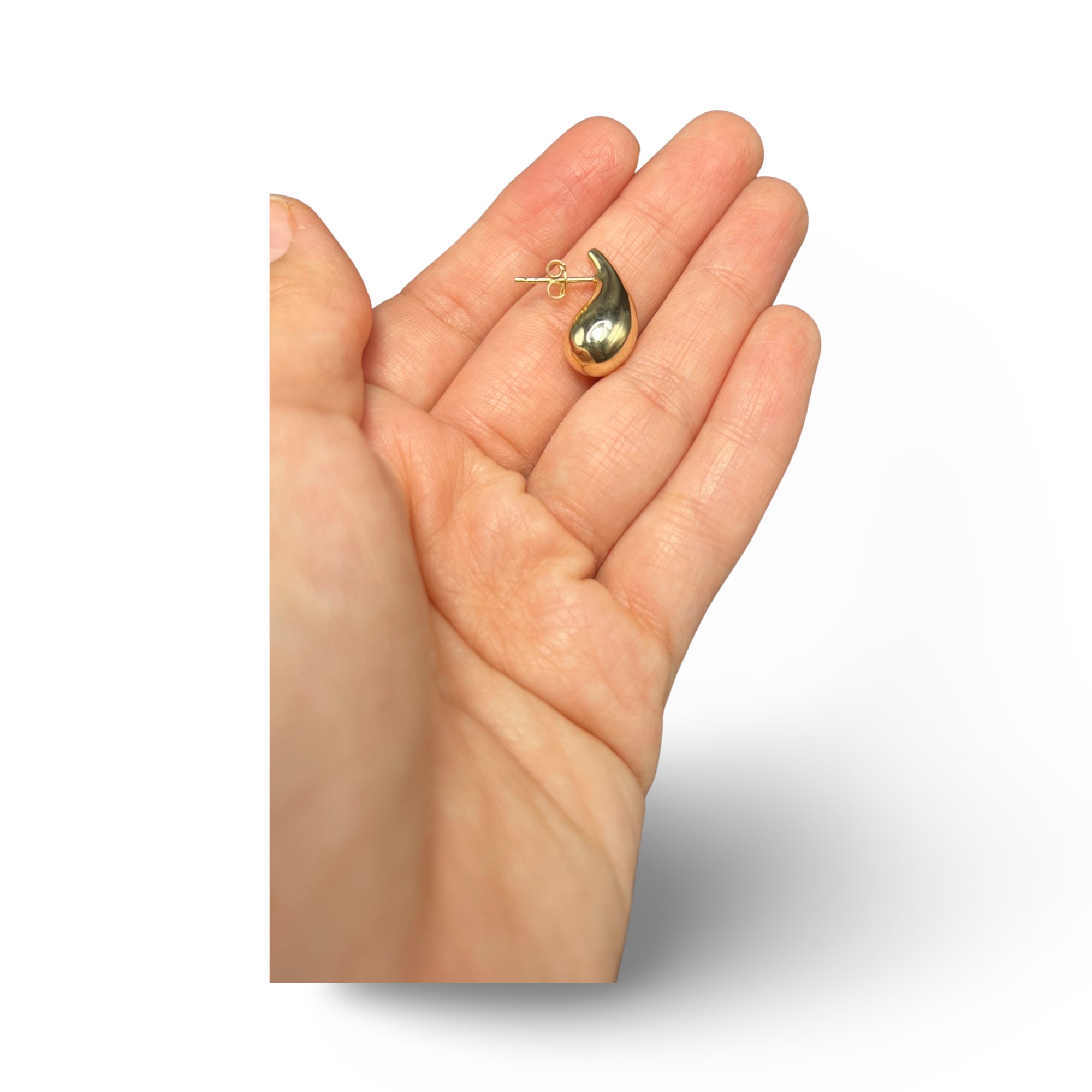 Dupe Teardrop Earrings 10k Gold Dome Trendy Hoop Earrings Statement