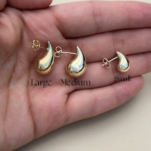 Gold Dupe teardrop earring 14k gold dome trendy hoop earring statement earring real gold dome statement earring gift for her gift for friend