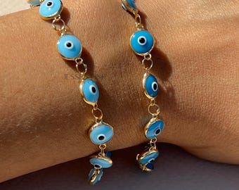 Evil eye gold tennis turquoise evil eye bracelet light blue evil eye bracelet dark blue glass evil eye bezel tennis bracelet protection