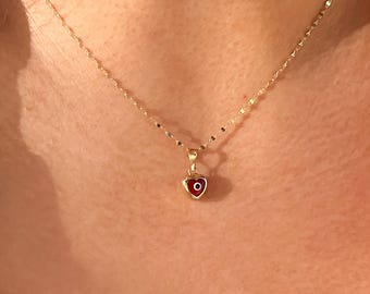 small heart evil eye pendant turquoise real 10k gold evil eye heart shaped charm pendant gift for hernprotection evil eye charm amulet eye