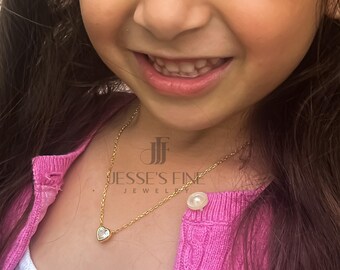 Heart Necklace for Girls Dainty Kids Jewelry Flower Girl Gift Children’s Heart Pendant Birthday Present Gold plated necklace for little girl