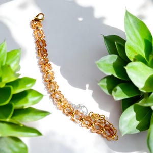 Fall bracelet,Bracelet for fall,Golden champagne crystal bracelet,Cute Autumn bracelet,Crystal  jewelry,Handmade accessory,gold bracelet