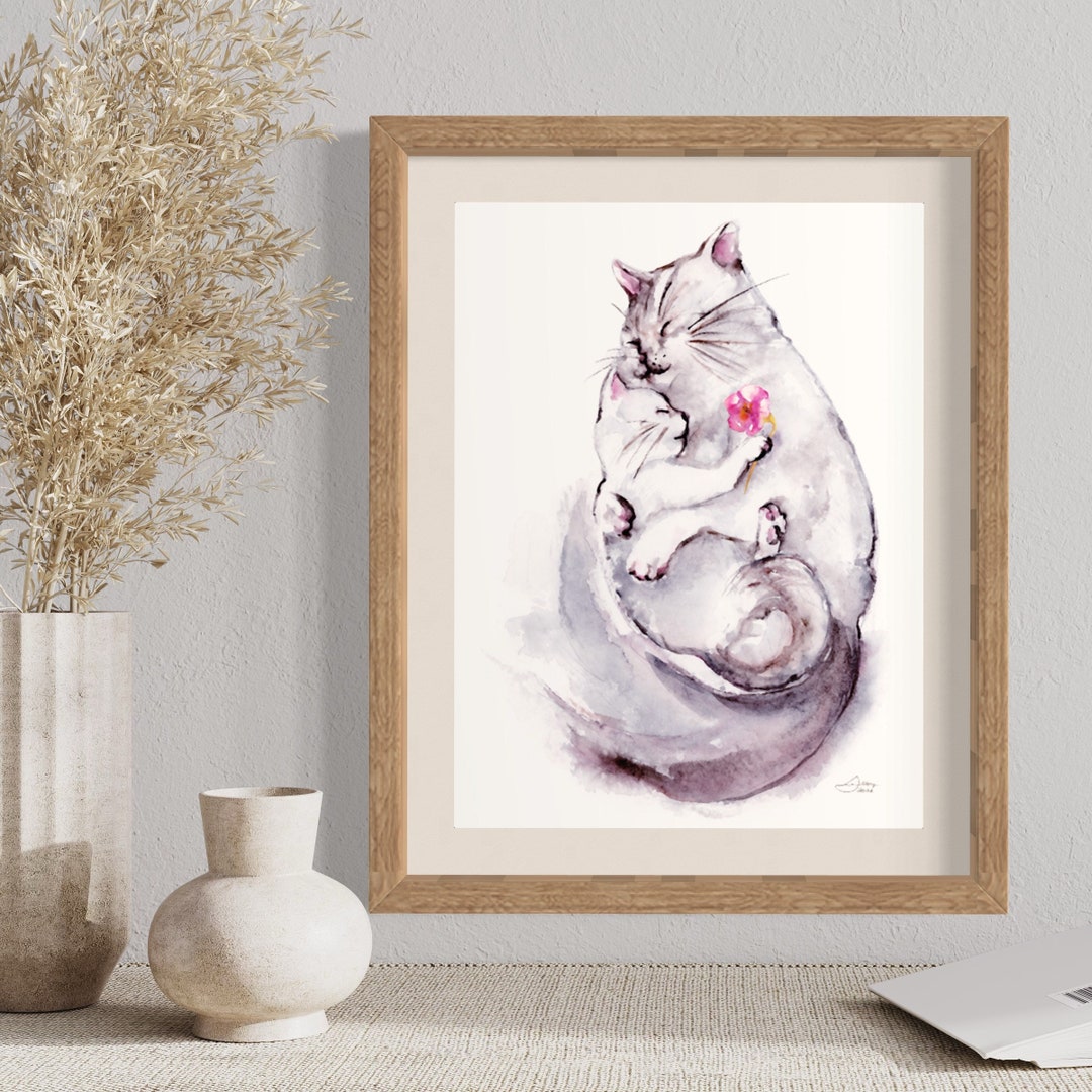 Cute Cats Mommy Tabby & Kitten Cute Pets Cute Animal Art Cute Wall Art