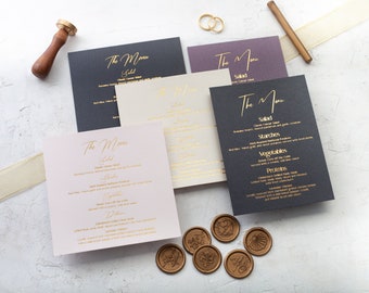 Exquisite menu card for the wedding reception