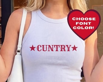 Cuntry Cowgirl Crop Tank, Western Rodeo Outfit Top, Queer Cowboy Micro Rib Tank, Line Dancing Outfit, Bachelorette Party Shirt, Gift for Her