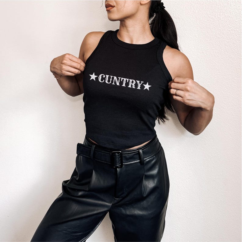 Cuntry Cowgirl Crop Tank, Western Rodeo Outfit Top, Queer Cowboy Micro Rib Tank, Line Dancing Outfit, Bachelorette Party Shirt, Gift for Her