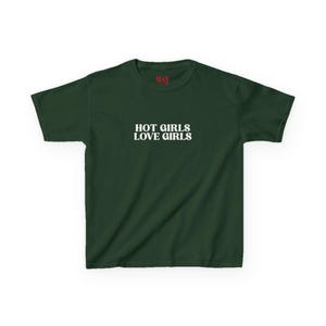 Hot Girls Love Girls Baby Tee, Y2K Lesbian Feminist Crop Top, Sapphic WLW Graphic Shirt, Queer Pride Fitted Tee, Custom Font Color Gay Shirt