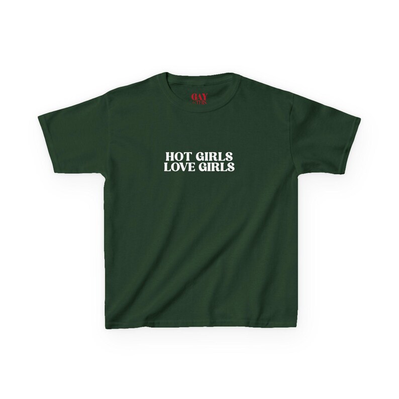 Hot Girls Love Girls Baby Tee, Y2K Lesbian Feminist Crop Top, Sapphic WLW Graphic Shirt, Queer Pride Fitted Tee, Custom Font Color Gay Shirt