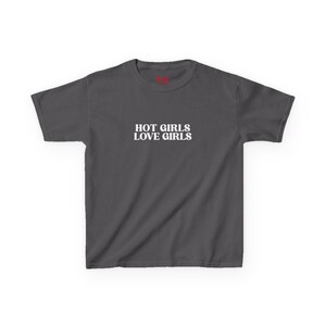 Hot Girls Love Girls Baby Tee, Y2K Lesbian Feminist Crop Top, Sapphic WLW Graphic Shirt, Queer Pride Fitted Tee, Custom Font Color Gay Shirt