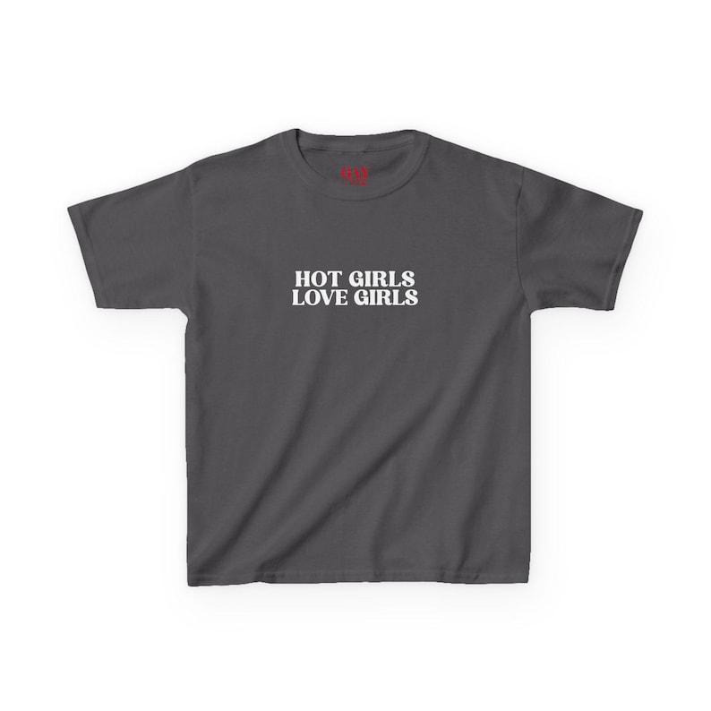 Hot Girls Love Girls Baby Tee, Y2K Lesbian Feminist Crop Top, Sapphic WLW Graphic Shirt, Queer Pride Fitted Tee, Custom Font Color Gay Shirt