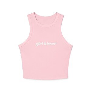 Girl Kisser Y2K Crop Tank, Personalized Lesbian Shirt, Queer Pride Top, Sapphic Micro Rib Tank, LGBTQ Shirt, Bachelorette Gift