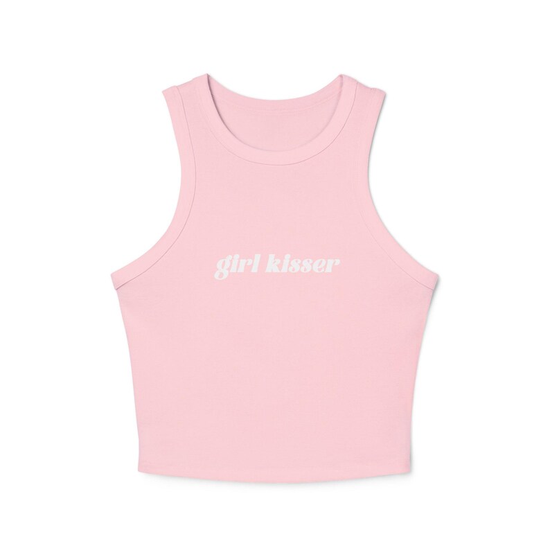 Girl Kisser Y2K Crop Tank, Personalized Lesbian Shirt, Queer Pride Top, Sapphic Micro Rib Tank, LGBTQ Shirt, Bachelorette Gift