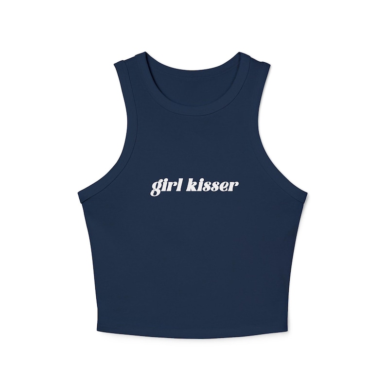 Girl Kisser Y2K Crop Tank, Personalized Lesbian Shirt, Queer Pride Top, Sapphic Micro Rib Tank, LGBTQ Shirt, Bachelorette Gift