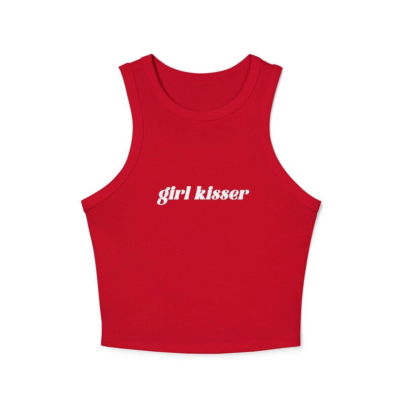 Girl Kisser Y2K Crop Tank, Personalized Lesbian Shirt, Queer Pride Top, Sapphic Micro Rib Tank, LGBTQ Shirt, Bachelorette Gift