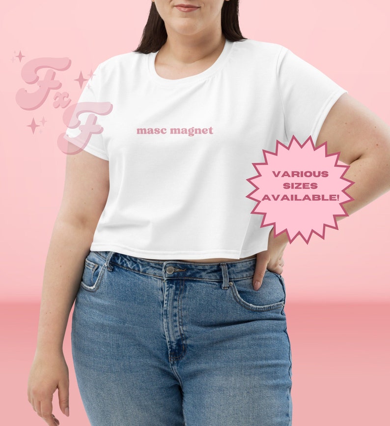 Masc Flowy Crop Top, Personalized Font Baby Tee, Sapphic Tshirt