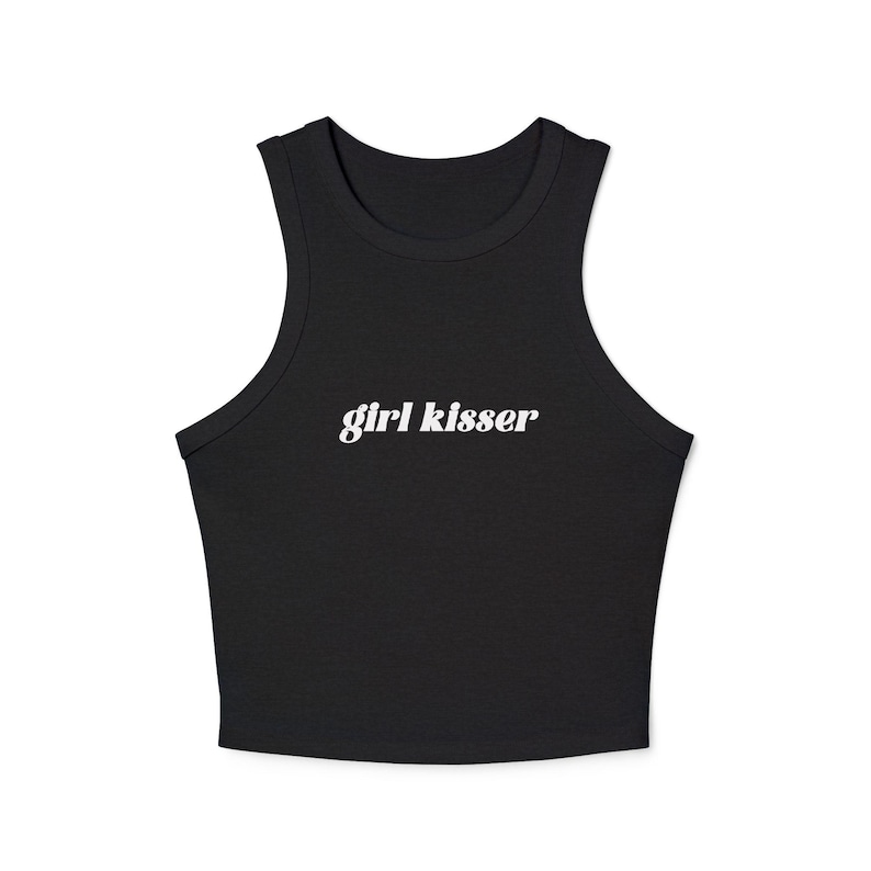 Girl Kisser Y2K Crop Tank, Personalized Lesbian Shirt, Queer Pride Top, Sapphic Micro Rib Tank, LGBTQ Shirt, Bachelorette Gift