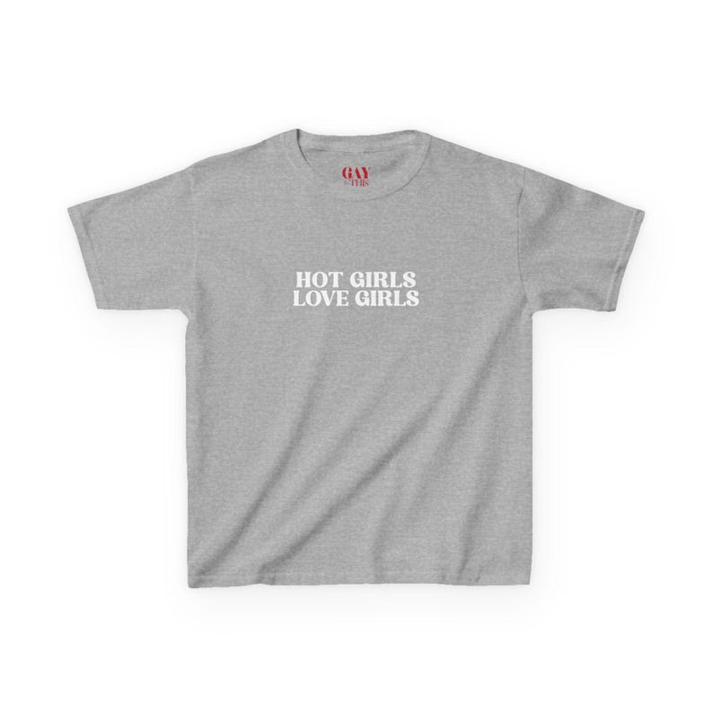 Hot Girls Love Girls Baby Tee, Y2K Lesbian Feminist Crop Top, Sapphic WLW Graphic Shirt, Queer Pride Fitted Tee, Custom Font Color Gay Shirt