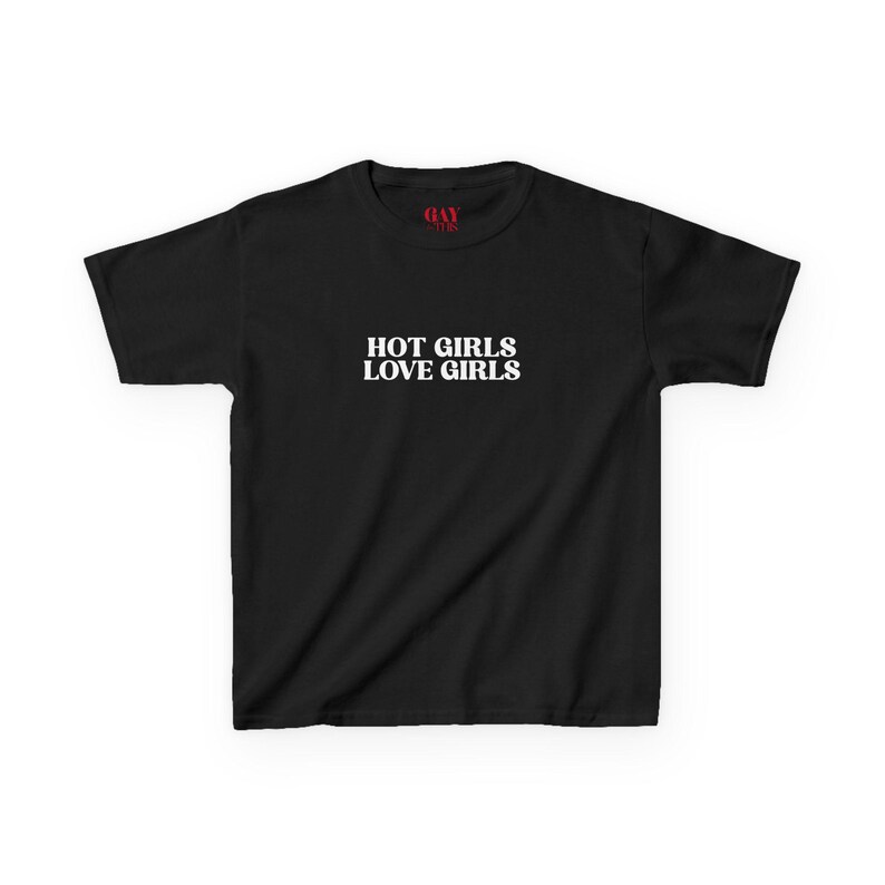 Hot Girls Love Girls Baby Tee, Y2K Lesbian Feminist Crop Top, Sapphic WLW Graphic Shirt, Queer Pride Fitted Tee, Custom Font Color Gay Shirt