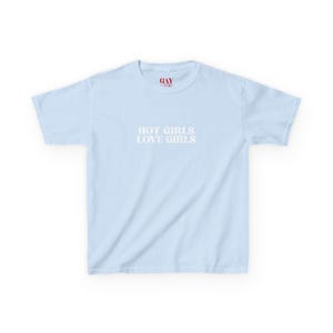 Hot Girls Love Girls Baby Tee, Y2K Lesbian Feminist Crop Top, Sapphic WLW Graphic Shirt, Queer Pride Fitted Tee, Custom Font Color Gay Shirt