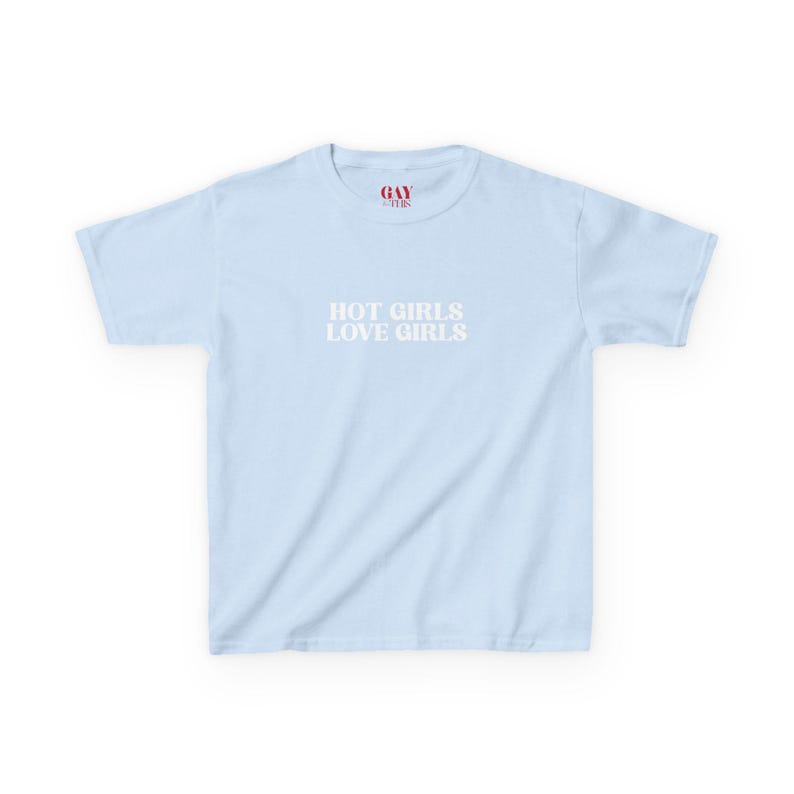 Hot Girls Love Girls Baby Tee, Y2K Lesbian Feminist Crop Top, Sapphic WLW Graphic Shirt, Queer Pride Fitted Tee, Custom Font Color Gay Shirt