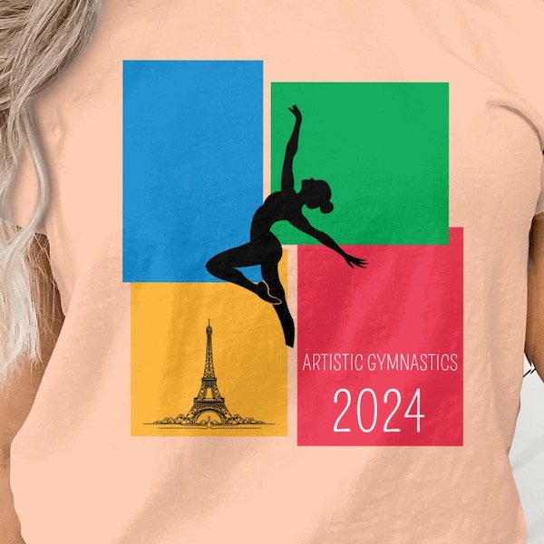 Artistic Gymnastics 2024 T-Shirt, Paris Inspired Gymnast Tee, Colorful Athletic Wear, Unisex Gymnastics Shirt Sports Fans