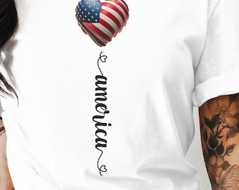 American Flag Heart T-Shirt: Patriotic 4th of July Tee