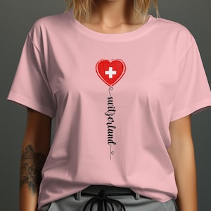 Unique Soccer Fan T-Shirt, Love Switzerland Heart Design, Patriotic Swiss Football Supporter Tee