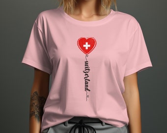 Unique Soccer Fan T-Shirt, Love Switzerland Heart Design, Patriotic Swiss Football Supporter Tee
