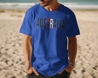 Australia T-Shirt, Patriotic Red T Design, Travel Souvenir Apparel
