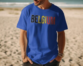 Belgium Flag Colors T-Shirt, National Pride Apparel, European Travel Tee
