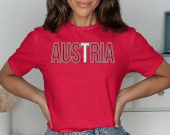 Austria Flag Colors Graphic T-Shirt, National Pride Travel Souvenir