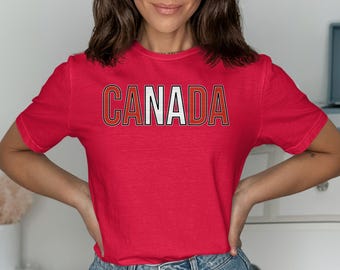 Canada T-Shirt, Bold Red White Black Typography Design, National Heritage Apparel