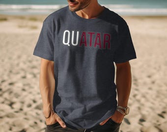 QUATAR T-Shirt, Qatar Country Pride Maroon Text Design, Travel Souvenir Top
