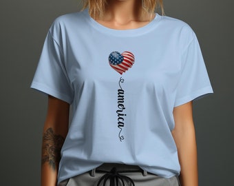 American Flag Heart Balloon T-Shirt: Patriotic 4th of July Tee