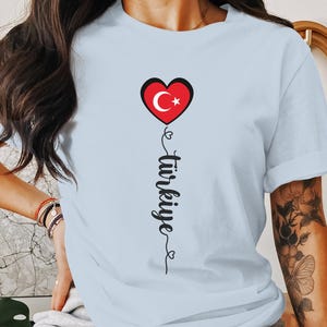 Unique Turkey Love Heart Graphic Tee, Stylish Turkish Flag T-Shirt, Soccer Fan Apparel, Unisex