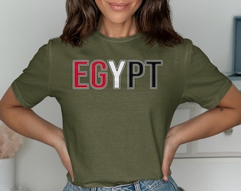 Vibrant Egypt T-Shirt, Red White Black Flag Colors, Ancient Civilization Heritage Top