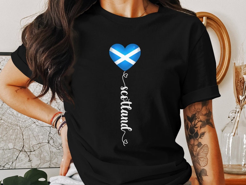 Schottisches Flaggen Herz T-Shirt: Schottland Fußball Fan Bekleidung Bild 3