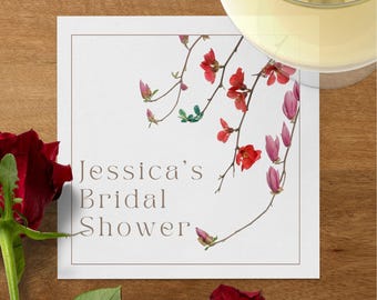 Personalized Floral Bridal Shower Napkins: Elegant Wildflower Design