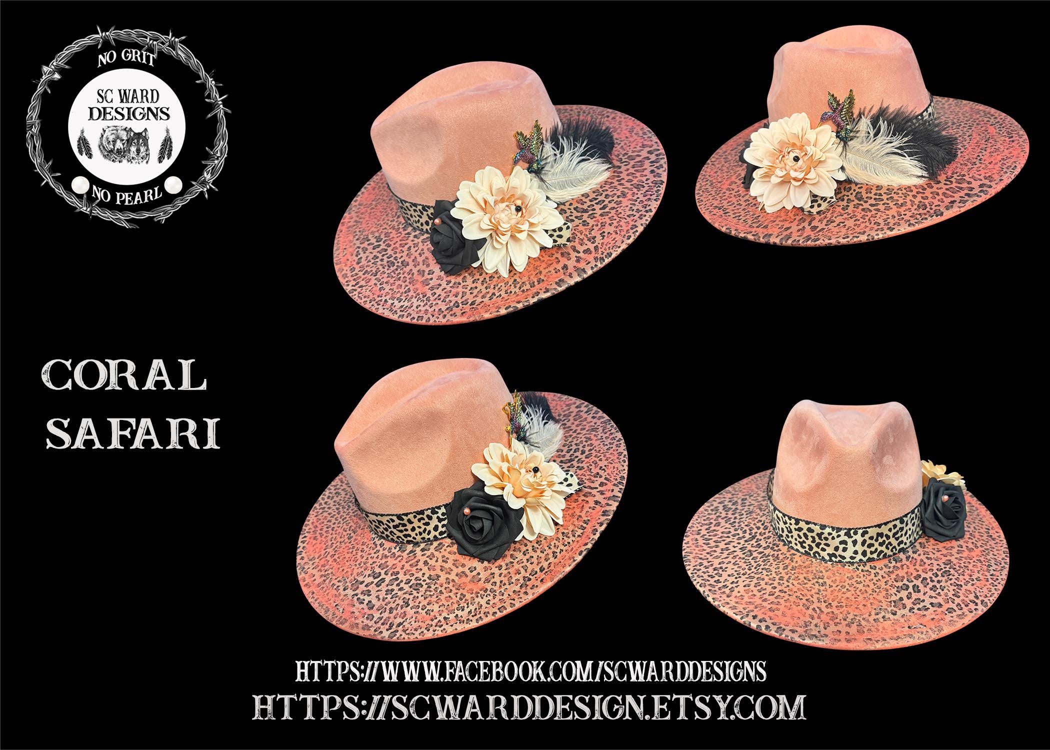 Fedora Fascinator vintage. Coral color pearl accent.  50’s 60’s. Preowned. 1950s Fedora - Etsy main image 3