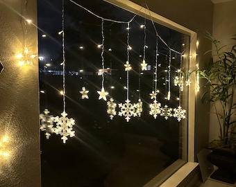 snowflake and Star Fairy Lights, Curtain Lights, Bedroom Accessories, Home Decorations, Green House Decor, Gift